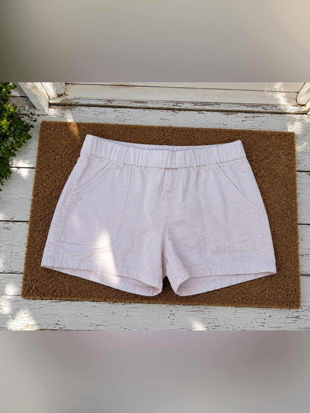 White Pull On Shorts Women's XL Stretch Utility Pocket Summer Casual
